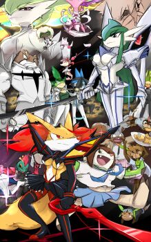 angry animal_ear_fluff animal_nose armor braixen breasts chesnaught chespin cosplay crossover diggersby eyepatch gallade gamagoori_ira gamagoori_ira_(cosplay) gardevoir gen_1_pokemon gen_3_pokemon gen_4_pokemon gen_5_pokemon gen_6_pokemon guts_(kill_la_kill) guts_(kill_la_kill)_(cosplay) happy harime_nui harime_nui_(cosplay) hawlucha highres hip_focus hououmaru_rei hououmaru_rei_(cosplay) inumuta_houka inumuta_houka_(cosplay) iori_shirou iori_shirou_(cosplay) jakuzure_nonon jakuzure_nonon_(cosplay) junketsu kill_la_kill kinagase_tsumugu kinagase_tsumugu_(cosplay) kiryuuin_ragyou kiryuuin_ragyou_(cosplay) kiryuuin_satsuki kiryuuin_satsuki_(cosplay) leavanny legs litleo lucario mankanshoku_barazou mankanshoku_barazou_(cosplay) mankanshoku_mako mankanshoku_mako_(cosplay) mankanshoku_matarou mankanshoku_matarou_(cosplay) mankanshoku_sukuyo mankanshoku_sukuyo_(cosplay) matoi_isshin matoi_ryuuko matoi_ryuuko_(cosplay) mikisugi_aikurou mikisugi_aikurou_(cosplay) nintendo pokemon poliwrath quilladin sanageyama_uzu sanageyama_uzu_(cosplay) school_uniform senketsu serafuku serious simisage skirt smile snivy snout sylveon waddy whimsicott