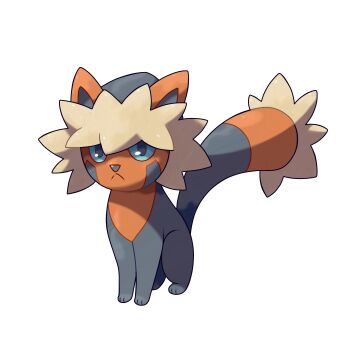 :< absurdres animal_focus blue_eyes blue_sclera closed_mouth colored_sclera fakemon full_body highres hyshirey looking_at_viewer nintendo no_humans official_style original pokemon simple_background sitting solo transparent_background