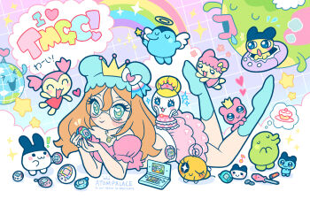 5boys 6+girls angel artist_self-insert arukotchi atom_palace bow chamametchi character_request chibi chohimetchi crop_top crown ginjirotenshi glasses halo handheld_game_console heisei_retro highres holding kuchipatchi light_brown_hair long_hair looking_at_viewer mamekotchi mametchi memetchi midriff mimitchi multiple_boys multiple_girls nintendo nintendo_ds nintendo_ds_lite original rainbow round_eyewear skirt solo_focus speech_bubble tamagotchi tamagotchi_(classic) tamagotchi_(creature) tamagotchi_(virtual_pet) tamagotchi_plus tamagotchi_no_puchi_puchi_omisetchi tamagotchi_meets tamagotchi_sei tamagotchi_uni tamako_hime thought_bubble virtual_pet_(toy) wand wings yume_kawaii