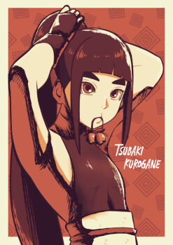 1girl adjusting_hair boruto:_naruto_next_generations character_name eeshin_(eishin5584) kurogane_tsubaki long_hair naruto_(series) ponytail