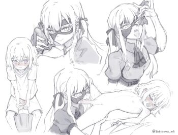 1futa 1girl :< age_difference aged_down arched_back arm_at_side artist_name ascot assertive_female bang_dream! bang_dream!_it's_mygo!!!!! bed_sheet blush bob_cut bulge closed_mouth clothed_female_nude_female clothed_sex collared_shirt commentary_request completely_nude corset cropped_torso cum cum_in_mouth cum_on_clothes cum_on_gloves cum_on_tongue embarrassed erection expressionless eye_mask fellatio flat_chest furrowed_brow futa_with_female futanari futasub gokkun greyscale hair_ribbon half-closed_eyes hand_up handjob highres licking licking_penis loli long_hair looking_at_viewer lying mask masquerade_mask misumi_uika monochrome multiple_views nipples nose_blush nude oblivionis_(bang_dream!) on_back onee-loli open_mouth oral penis penis_in_glove puffy_short_sleeves puffy_sleeves purple_eyes ribbon seductive_smile sheet_grab shirt short_hair short_sleeves shorts sitting small_penis smile spread_legs t-shirt time_paradox togawa_sakiko tongue tongue_out turning_head twitching twitching_penis twitter_username two_side_up underbust untucked_shirt yukikuma_(yukikuma_018)