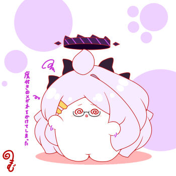 Rule 34 | @ @, ahoge, arrow (symbol), bespectacled, blue-framed eyewear, blue archive, chibi, colored shadow, commentary request, dizzy, facing viewer, full body, glasses, grey hair, hair ornament, hairclip, halo, highres, hina (blue archive), horns, kurukurumagical, long hair, motion lines, parted bangs, semi-rimless eyewear, shadow, single hair intake, solo, speed lines, squiggle, standing, translation request, under-rim eyewear, very long hair, white background