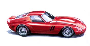 afukuro car commentary_request ferrari_250_gto from_side highres motor_vehicle no_humans original red_car simple_background vehicle_focus white_background