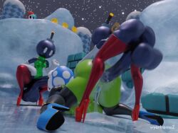 1girl 2futa 3d anal animated arm_warmers ass black_thighhighs bob-omb bob-ombette breasts cum fellatio futa_with_female futanari high_heels huge_ass huge_penis mario_(series) multiple_futa nintendo nipples oral penis piranha_plant platform_heels red_thighhighs sex shy_gal snow sound spitroast stiletto_heels tagme testicles thick_thighs thighhighs thighs video wyerframez