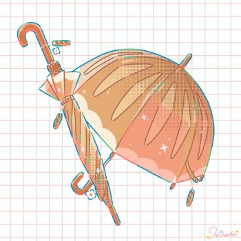 artist_name charm_(object) closed_umbrella commentary_request highres hiro046k no_humans object_focus original umbrella white_background