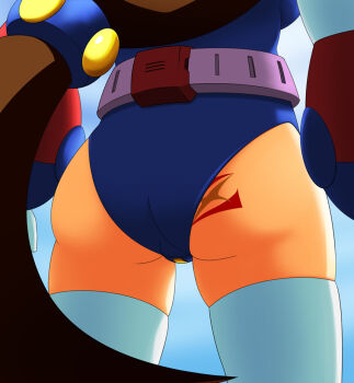 1girl ass ass_focus ass_tattoo hyoumaru iris_(mega_man) leotard mega_man_(series) mega_man_x_(series) solo tattoo
