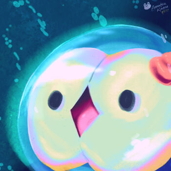 alternate_color black_eyes cell_(biology) diamond_mouth gen_5_pokemon highres kerokeroribbitfroggy nintendo no_humans open_mouth pokemon pokemon_(creature) pokemon_bw pokemon_focus shiny_pokemon signature solosis