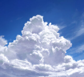 above_clouds absurdres blue_sky cloud cloud_focus cloudy_sky cumulonimbus_cloud highres karasu_(hageabura-jr) nature no_humans original outdoors painting_(medium) scenery sky sky_focus traditional_media