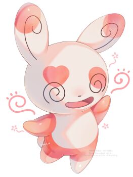 Rule 34 | @ @, animal focus, full body, gen 3 pokemon, highres, iwasi 29, nintendo, no humans, open mouth, pokemon, pokemon (creature), pokemon focus, simple background, smile, solo, spinda, spiral-only eyes, standing, tail, white background