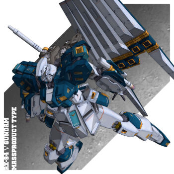 3d arm_cannon beam_cannon character_name commentary_request derivative_work double_beam_cannon energy_gun exposed_internal_machinery fin_funnels g-db gundam gundam_msv highres machinery mecha mecha_focus mobile_suit no_humans nu_gundam_mp_type original realistic redesign robot science_fiction v-fin weapon