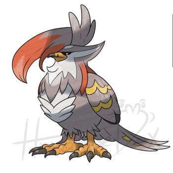 animal_focus artist_name bird black_sclera colored_sclera gen_4_pokemon grey_feathers harambedex highres mega_pokemon mega_staraptor nintendo no_humans official_style pokemon pokemon_(creature) pokemon_focus red_eyes staraptor talons v-shaped_eyes