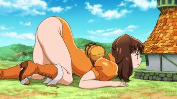 10s 1girl animated animated_gif ass bodysuit boots brown_eyes brown_hair diane_(nanatsu_no_taizai) female_focus full_body giant giantess legs leotard long_hair lowres nanatsu_no_taizai seven_deadly_sins solo thighs top-down_bottom-up twintails
