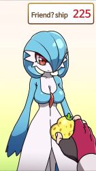 1girl alternate_color animated blush breasts eating evolution gardevoir gen_3_pokemon glowing glowing_eyes hakkimanime highres looking_at_viewer medium_breasts nintendo pink_eyes pokemon ralts shiny_pokemon smile sound tagme tongue tongue_out video