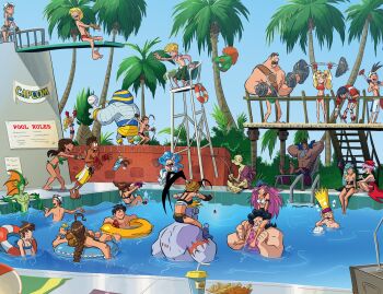 Rule 34 | 6+boys, 6+girls, absurdres, american flag, american flag tattoo, anakaris, artist collaboration, ayuhara natsu, bikini, blanka, breasts, capcom, chun-li, cleavage, crossover, dark skin, darkstalkers, dax gordine, demitri maximoff, diving platform, donovan baine, dyemooch, effie (street fighter), exercising, felicia (darkstalkers), final fight, guile, han juri, hibiki dan, highres, hugo andore, ibuki (street fighter), ichimonji batsu, innertube, justice gakuen, kasugano sakura, ken masters, laura matsuda, lifeguard, lilith (darkstalkers), merman, mike haggar, moero! justice gakuen, monster boy, morrigan aensland, multiple boys, multiple girls, mummy, namikawa nagare, oro (street fighter), poison (final fight), pool, rikuo (darkstalkers), sawamura shoma, sean matsuda, shiritsu justice gakuen, shorts, shoulder tattoo, street fighter, street fighter iii (series), street fighter v, swim ring, swimsuit, tail pull, tattoo, tiffany lords, victor von gerdenheim, weightlifting, weights, edge (justice gakuen)