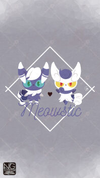 animal_ears blue_eyes blue_fur blue_sclera closed_mouth colored_sclera furry furry_female gen_6_pokemon green_eyes green_sclera heart highres looking_at_viewer meme_(sleepsheep) meowstic meowstic_(female) meowstic_(male) multiple_tails neck_fur nintendo pokemon pokemon_(creature) pokemon_focus red_eyes tail two-tone_fur two_tails white_fur yellow_sclera