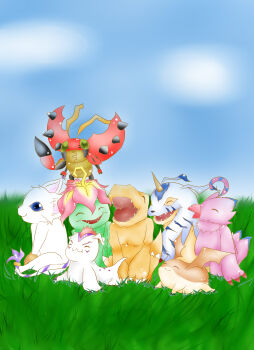 Rule 34 | absurdres, agumon, bird, bug, cat, digimon, digimon (creature), gabumon, gomamon, highres, palmon, patamon, piyomon, reptile, tailmon, tentomon, wings