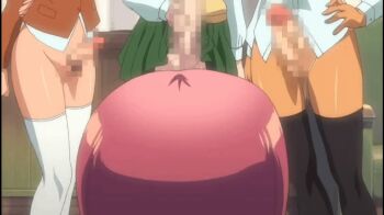 1girl 3futa aihara_ai animated animated_gif anime_screenshot breasts censored futa_with_female futabu futanari glasses green_hair huge_penis itou_aya large_penis medium_breasts mosaic_censoring multiple_futa niimura_akane oohashi_sumika penis purple_hair red_hair small_breasts subtitled tagme thighhighs