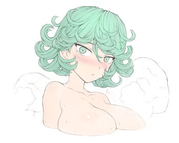 1girl alternate_breast_size breasts green_eyes green_hair large_breasts mogudan one-punch_man solo tatsumaki