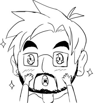 Rule 34 | beard, blush, drawfag, facial hair, glasses, hands on own face, open mouth, self-portrait, short hair, sparkle, teevo