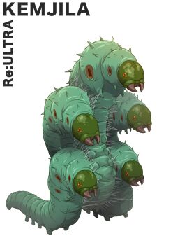 5others bug caterpillar character_name colored_skin commentary_request extra_eyes extra_legs giant giant_insect giant_monster green_skin highres kaiju kemjila kuroda_asaki mandibles multiple_others redesign silk simple_background spikes tokusatsu ultra_series ultraman_tarou_(series) white_background