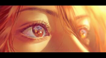 1boy angel_devil_(chainsaw_man) bluesky_username chainsaw_man eye_reflection eyelashes hair_between_eyes letterboxed long_hair male_focus reflection seagnalis solo twitter_username