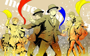 6+boys 6+girls ^_^ ahoge alternate_costume alternate_hairstyle angry armor arms_up austria_(hetalia) axis_powers_hetalia back-to-back bindi black_eyes black_hair bow bowtie brown_hair cape chain clenched_hand clenched_hands closed_eyes collar confetti couple crossdressing crown dress empty_eyes faceless faceless_female fedora flag formal_clothes germany_(hetalia) glasses hair_bun happy hat hungary_(hetalia) india_(hetalia) instrument japan_(hetalia) maracas multiple_boys multiple_girls necktie northern_italy_(hetalia) one_eye_closed open_mouth outstretched_arm pants ponytail prussia_(hetalia) puffy_sleeves raised_fist red_eyes role_reversal saimu sash shaded_face silver_hair single_hair_bun skirt smile sparkle standing standing_on_one_leg suit sweat wink