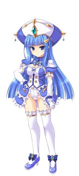 Rule 34 | 1girl, aoi masami, arty rain, blue eyes, blue hair, blunt bangs, bow, breasts, cleavage, doumyouji kotetu, dress, elbow gloves, frilled thighhighs, frills, full body, game cg, gloves, hair ornament, hairclip, hand on own hip, hat, high heels, highres, large breasts, large variant set, leotard, long hair, looking at viewer, non-web source, official art, puffy sleeves, shoes, short sleeves, showgirl skirt, skirt, solo, standing, tachi-e, thighhighs, transparent background, ts magical girl nao, variant set, white gloves, white thighhighs