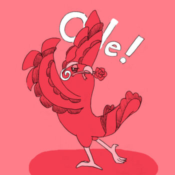 Rule 34 | animal focus, bird, commentary request, flower, flower in mouth, full body, gen 7 pokemon, horubi non, monochrome, nintendo, no humans, oricorio, oricorio (baile), pokemon, pokemon (creature), pokemon focus, red background, red theme, simple background, solo