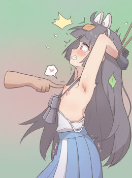 1boy 1girl animal_ears armpits arms_behind_head arms_up bdsm black_gloves black_hair blue_archive blue_skirt blush bondage bound bra bra_pull brown_background clenched_teeth clothes_pull constricted_pupils cowboy_shot crying disembodied_hand drooling embarrassed fake_animal_ears flat_chest from_side gloves gradient_background green_background hetero highres jallass loli long_hair looking_at_another miyu_(blue_archive) nipple_stimulation nipple_tweak nipples profile red_eyes rope saliva scared simple_background skirt solo_focus standing tears teeth topless_female two-tone_background underwear white_bra