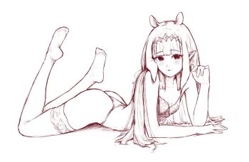 Rule 34 | 1girl, ass, blunt bangs, bobsta01, bra, flat chest, hololive, hololive english, lingerie, long hair, looking at viewer, ninomae ina'nis, panties, pointy ears, sketch, tagme, tentacle hair, thighhighs, underwear, virtual youtuber