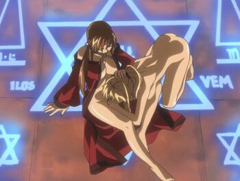 00s 1futa 1girl 2007 animated animated_gif ass bible_black bible_black_new_testament blonde_hair breasts brown_hair cloak closed_eyes earrings fellatio futa_with_female futanari high_ponytail imari_kurumi jewelry large_breasts lipstick long_hair magic_circle makeup multiple_girls no_testicles nude open_clothes oral penis ponytail pussy robe saeki_kaori saliva shin_bible_black side_ponytail spread_legs tagme uncensored