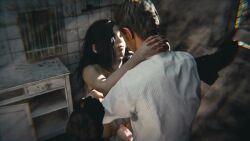 1boy 1girl 3d against_wall age_difference animated black_boots black_hair blue_eyes boots completely_nude day ethan_winters eveline eye_contact full_body grin h33ly hetero highres indoors loli long_hair looking_at_another looping_animation nude parted_lips penis pussy resident_evil resident_evil_7:_biohazard sex size_difference smile solo_focus tagme teeth uncensored vaginal video