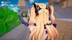 1boy 2girls 3d aether_(genshin_impact) ahoge animated ass asymmetrical_legwear blonde_hair blue_eyes breast_sucking breasts breasts_out clothed_male_nude_female clothes completely_nude cum cum_in_mouth detached_sleeves dress eyepatch fellatio fischl_(genshin_impact) from_below genshin_impact gloves grabbing_another's_breast groping group_sex irrumatio jean_(genshin_impact) kirthur koikatsu_(medium) metal_gloves multiple_girls nipples nude oral outdoors patreon_logo patreon_username penis rape sex sex_from_behind sound tagme thighhighs thighs threesome time_stop twitter_logo twitter_username upskirt video