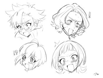 blush digimon digimon_beatbreak flustered glasses kuonji_makoto mkz_dg sakuya_reina sawashiro_kyo surprised tenma_tomoro