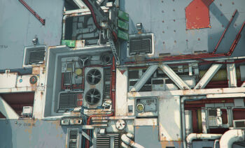 Rule 34 | air conditioner, cheef0ng, concrete, highres, industrial, industrial pipe, landscape, original, scenery, science fiction, steel beam, truss, vent (object), ventilation shaft