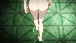 1girl animated anime_screenshot ass ass_focus barefoot completely_nude feet from_behind highres kneepits lower_body monogatari_(series) nisemonogatari nude oshino_shinobu solo tagme thighs video walking water