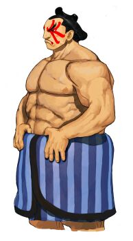 Rule 34 | 1boy, capcom vs. snk, chonmage, e. honda, facepaint, game cg, highres, ikeno daigo, loincloth, male focus, mawashi, muscular, muscular male, non-web source, official art, scowl, solo, street fighter, sumo, topknot, v-shaped eyebrows, white background