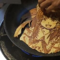 1boy 1girl animated asian cooking food frying_pan hakurei_reimu japanese_(nationality) pancake tagme touhou video