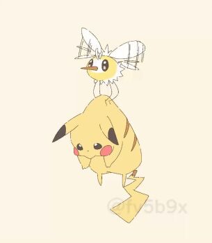 animal_ears animated artist_name black_eyes blush_stickers carrying commentary_request cutiefly flying fv5b9x gen_1_pokemon gen_7_pokemon insect_wings looping_animation nintendo no_humans pikachu pikachu_ears pikachu_tail pokemon pokemon_(creature) pokemon_focus pokemon_tail simple_background tagme tail video wings