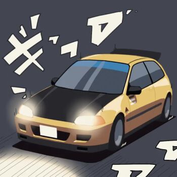 animated car commentary dust english_commentary glowing honda honda_civic motion_lines motor_vehicle no_humans original sound_effects tagme vee_(427deer) vehicle_focus video