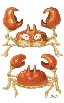 bbibebe black_eyes commentary crab crab_claw full_body gen_1_pokemon highres krabby looking_at_viewer multiple_views nintendo no_humans pokemon pokemon_(creature) pokemon_focus symbol-only_commentary white_background