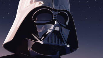 1boy 5health darth_vader helmet highres male_focus night night_sky portrait reflection sith sky solo star_(sky) star_wars star_wars:_a_new_hope tatooine