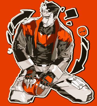 bat_signal batman_(series) batman_symbol black_bodysuit black_gloves black_hair bodysuit brown_jacket dc_comics gloves grey_bodysuit guoba7777 jacket jason_todd male_focus mask multicolored_bodysuit muscular muscular_male open_clothes pants red_hood_(dc) red_hood_and_the_outlaws red_mask short_hair superhero_costume taut_bodysuit two-tone_bodysuit