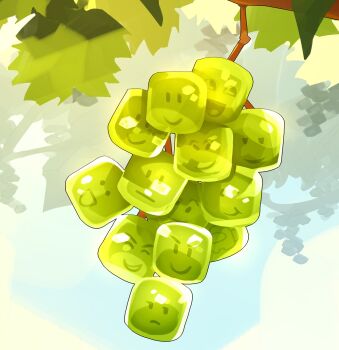 >:) :d :t :| branch closed_mouth commentary day english_commentary food food_focus fruit grapes grin highres himochuu leaf multiple_expressions no_humans open_mouth pout roblox smile smirk still_life v-shaped_eyebrows variant_set