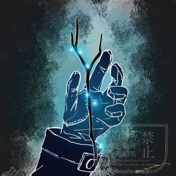 1girl absurdres ajajasta artist_name branch commentary e.g.o_(project_moon) gloves glowing highres hohenheim_(project_moon) holding holding_branch lantern_(e.g.o) limbus_company long_sleeves project_moon spoilers watermark