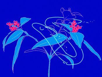 animal animal_focus animated animated_gif blue_background closed_eyes creature flying leaf looping_animation no_humans original ph4_18c plant solo