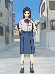 1girl animated anus ass backpack bag barefoot bent_over black_eyes black_hair black_shoes blue_skirt blue_sky bow bra breasts building collarbone completely_nude day excessive_pubic_hair exhibitionism female_pubic_hair full_body green_bra green_panties hair_ornament hairclip heavy_breathing jukkaku_komado loafers long_hair medium_breasts navel nipples nude open_mouth original outdoors panties pubic_hair public_indecency red_neckwear road school_uniform shirt shoes short_sleeves skirt sky socks soles solo standing street tagme third-party_edit throwing ugoira unbuttoned unbuttoned_shirt unbuttoning underwear undressing unworn_backpack unworn_bag unworn_bra unworn_panties unworn_shirt unworn_shoes unworn_skirt unworn_socks video white_shirt white_socks