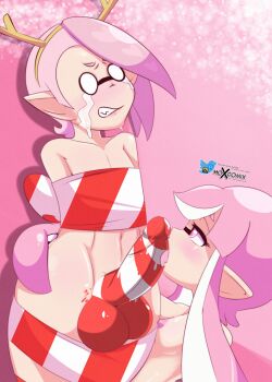 1boy 1girl breasts candy candy_cane character_request fellatio food highres hoxcomix huge_penis incest inkling inkling_girl inkling_player_character kodomo_doushi licking loli nintendo nipples oral original penis pink_eyes pink_hair pointy_ears shota small_breasts splatoon_(series) squid tagme teasing tentacle_hair