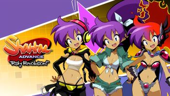1girl absurdres alternate_costume armor bare_legs belt bikini_armor blue_eyes bra breasts buttons cleavage cleavage_cutout clothing_cutout copyright_name cropped_legs dark_skin dessert flame_shaped_hair food gauntlets gem genie gradient_hair hair_ribbon hand_on_own_hip headphones high_voltage_shantae highres jacket jersey jewelry large_breasts logo long_hair looking_at_viewer multicolored_hair navel official_alternate_costume official_art open_hand open_mouth pants pointy_ears promotional_art purple_hair red_hair ribbon sakurajyousui_nami shantae shantae_(relic_hunter) shantae_(series) shantae_(sizzle_armor) shantae_advance:_risky_revolution shiny_skin shirt short_shorts shorts shoulder_armor smile sports_bra teeth third-party_edit thong tiara tied_shirt tongue two-tone_hair unbuttoned underwear very_long_hair wayforward white_sports_bra wide_hips yoga_pants