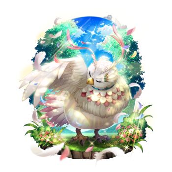 1other artist_request blue_collar blue_sky bush closed_eyes cloud cloudy_sky collar cosmos_(flower) day falling_feathers feathers filo_(filolial_form)_(tate_no_yuusha_no_nariagari) filo_(tate_no_yuusha_no_nariagari) filolial flower full_body game_cg light_rays no_humans official_art outdoors pink_flower red_flower sky solo sparkle sunlight talons tate_no_yuusha_no_nariagari tate_no_yuusha_no_nariagari_rerise transparent_background tree white_flower wing_hairpin yellow_flower